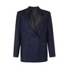 Double-Breasted Wool Jacket with Satin Lapel