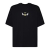 Black Cotton T-shirt with Round Collar