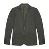 Green Linen-Blend Blazer Button-Front