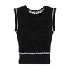 Black Ribbed Crew Neck Top