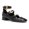 Black Triple Strap Leather Pumps