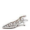 Studded Silver Leather Slingback Heels