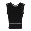 Black Ribbed Crew Neck Top