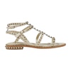 Beige Leather Bow Sandals