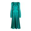 Green Silk V-Neck Maxi Dress