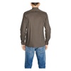Brown Geometric Cotton Shirt Button Fastening