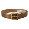 Bronze Leather Belt with Gold-Toned Buckle