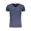 Blue Cotton T-Shirt with V-Neck