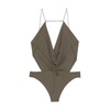 Plunging Neckline Bodysuit with Adjustable Back Laces