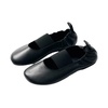 Black Leather Ballerina Shoes Elastic
