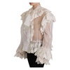 White Ruffles Lace Long Sleeve Blouse