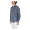 Blue Printed Cotton Long Sleeve Shirt