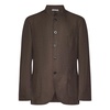 Brown Linen Jacket with Stand Collar