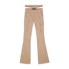 Flared Beige Trousers with Detachable Panels