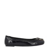Black Leather Ballerina Shoes with Love Birds Logo