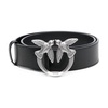 Black Leather Logo-Buckle Belt