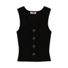 Black Knit Top with Button Detail