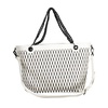 White Handbag with Chain Handles and Contrasting Details