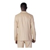 Beige Plain Blazer with Lapel Collar