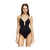 Black Microfibre Bodysuit with Deep V-neckline