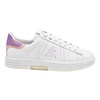 Flat Shoes White Purple Leather Lace-Up