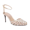 Beige Stiletto Sandals with Rhinestone Embellishment