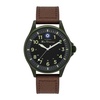Green Steel Leather Analog Quartz Watch