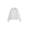 White Cotton Poplin Shirt with Hood
