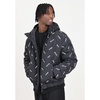 Black Puffer Coat with Logo Embroidery
