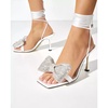 White High Heel Sandals with Bow