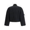 Ribbed Fleece Collar Bomber Jacket