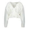 White V-Neck Blouse with Puff Sleeves