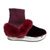 Velvet Bordeaux Sneaker with Fur Inserts