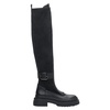 Black Velour & Leather Knee-High Boots