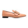 Leather Loafers with Gold Tone Buckle