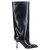 Black Patent Leather Boots with Stiletto Heel and Loose Shaft
