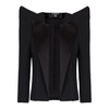 Cropped grain de poudre jacket with structured shoulders
