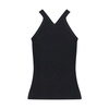 Black Ribbed V-Neck Sleeveless Top