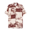 Brown Patchwork Shirt Classic Collar Short Sleeves