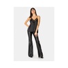Black Satin Top with Lace Detail