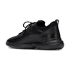 Black Leather Sneakers with Logo Patch
