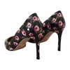 Black Floral Print Heels Pumps