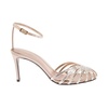 Beige Stiletto Sandals with Rhinestone Embellishment