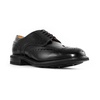 Black Leather Derby Shoes with Wingtip Toe