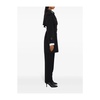 Black Cotton Trench Coat with Check Pattern