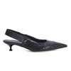 Navy Blue Leather Slingback Pumps