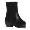 Black Leather Pointy-Toe Ankle Boots