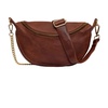 Dark Cognac Bumbag with Zipper and Light Gold Accents