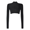 Black Ribbed Knit Sweatshirt with Embroidered Logo