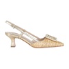 Beige Raffia and Leather Slingback Pumps